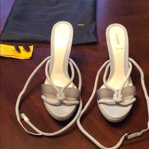 Fendi cage metal open toe heel